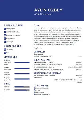 Güzellik Uzmanı Cv Örnekleri  cv indir